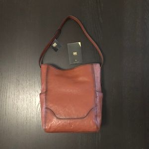 NEW Frye Leather Side Pocket Hobo Cognac